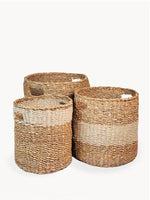 Load image into Gallery viewer, Savar Hamper Basket with Handle - Natural (Set of 3)
