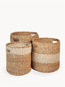 Savar Hamper Basket with Handle - Natural (Set of 3)