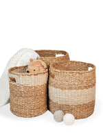 Load image into Gallery viewer, Savar Hamper Basket with Handle - Natural (Set of 3)
