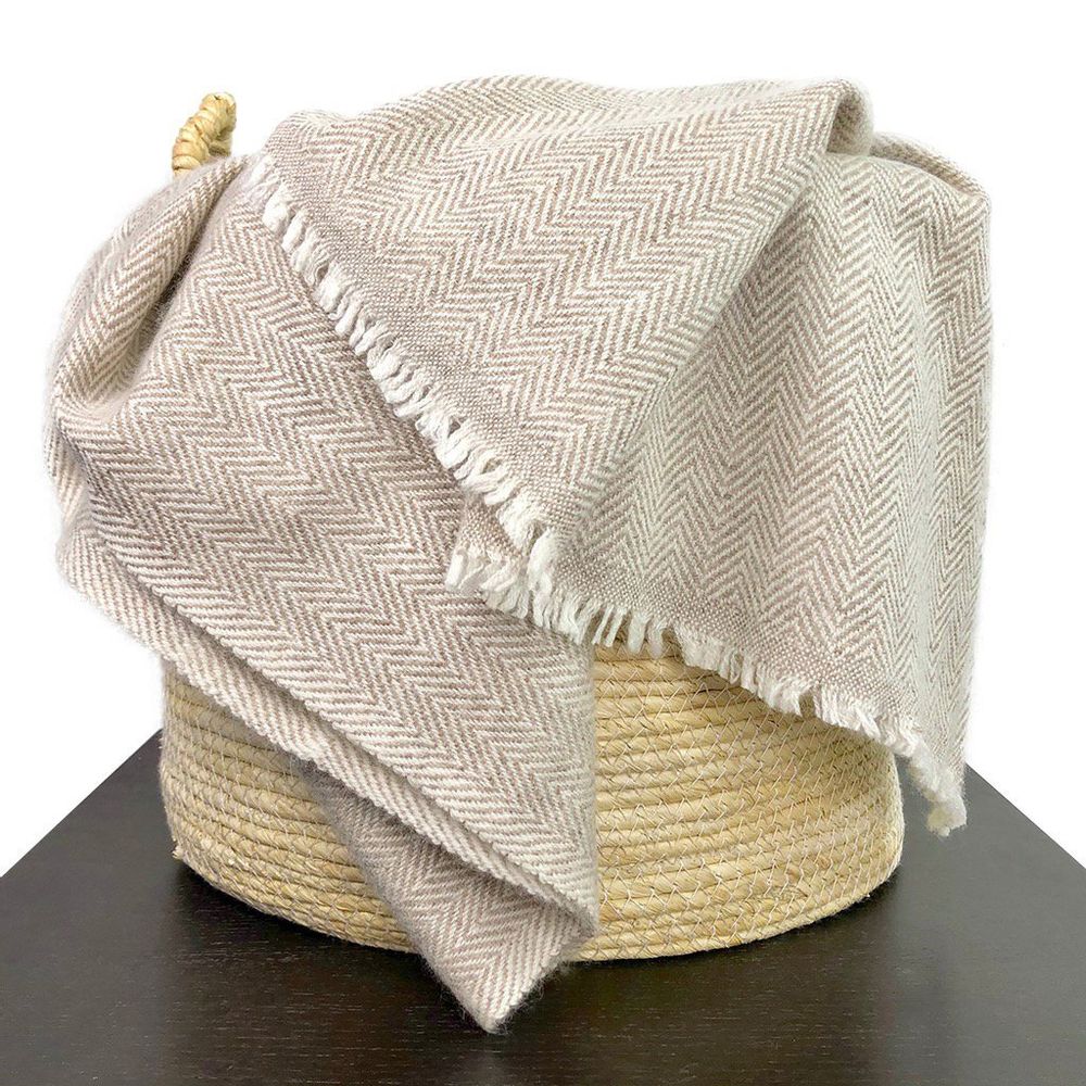 Espresso Herringbone Cashmere Throw