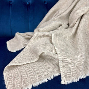 Espresso Herringbone Cashmere Throw