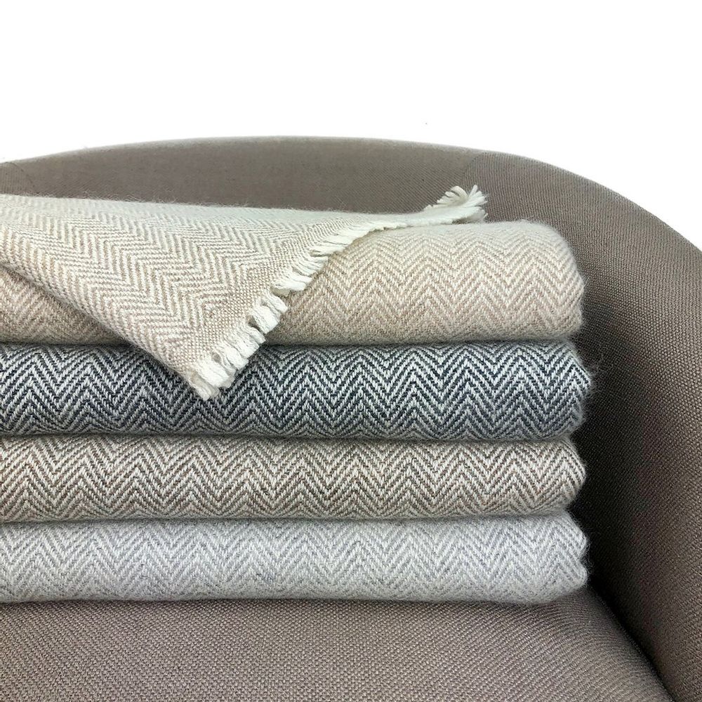 Espresso Herringbone Cashmere Throw