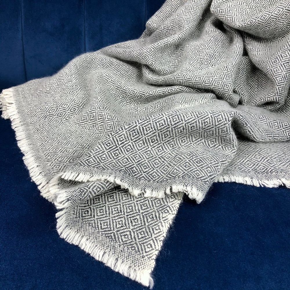 Charcoal Diamond Cashmere Throw