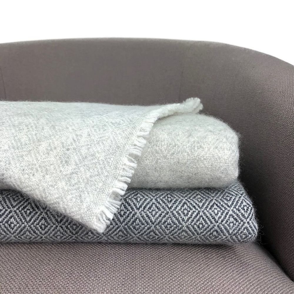 Charcoal Diamond Cashmere Throw