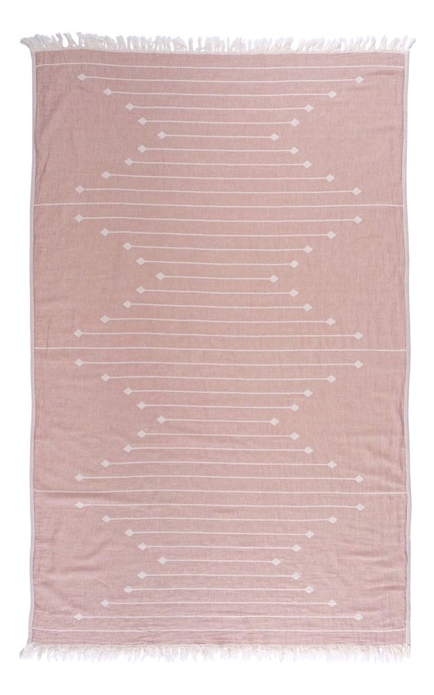 Connecting Dots Towel - Dusty Blush and White