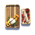 Load image into Gallery viewer, 2 Rectangle Acacia platters party serving set (12” and 8”)  WL-555045

