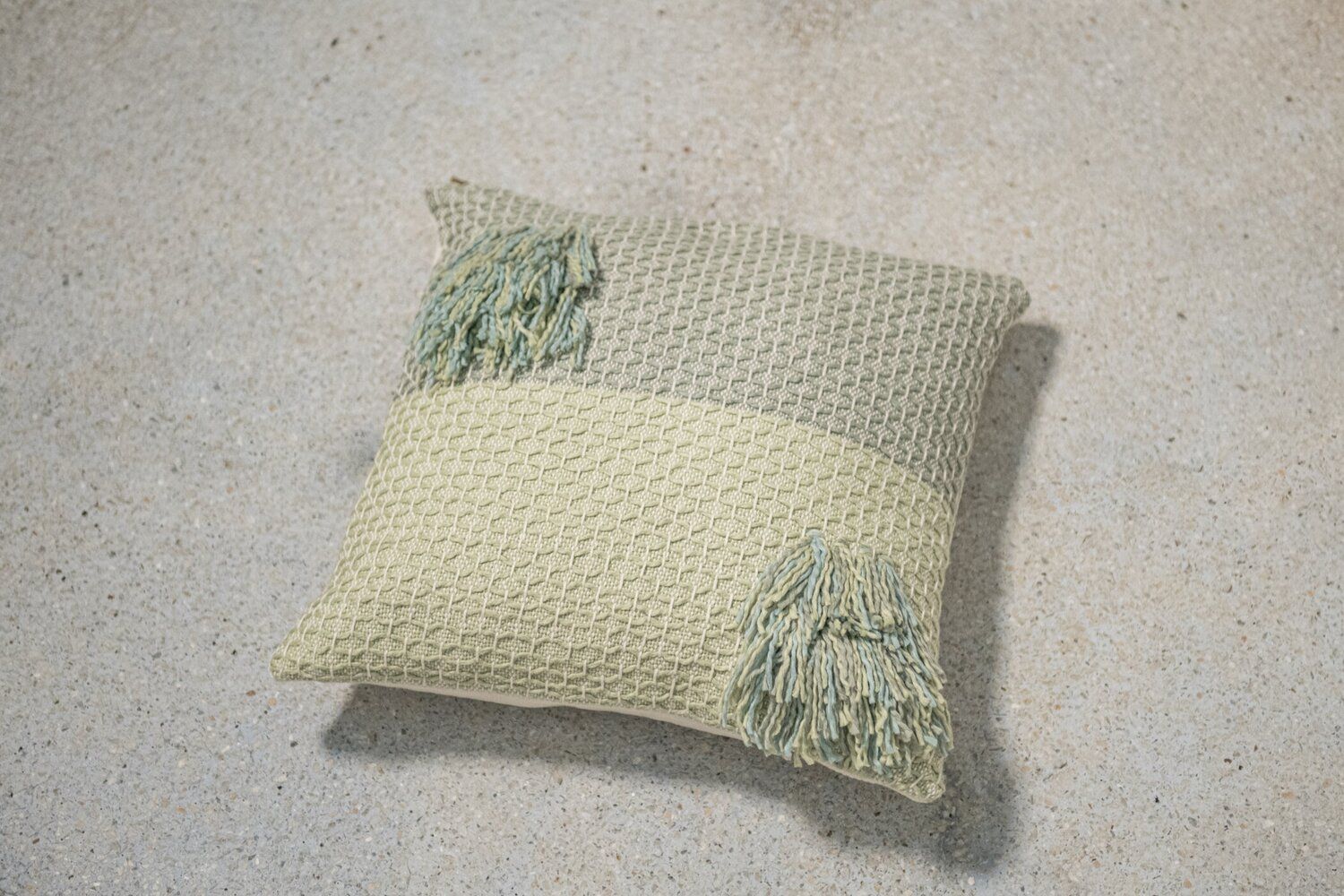 Diamond Feijoa Green Pillow with Tassels