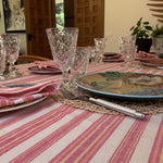 Load image into Gallery viewer, Andana Sustainable Striped Mediterranean Style Tablecloth Set - Magenta
