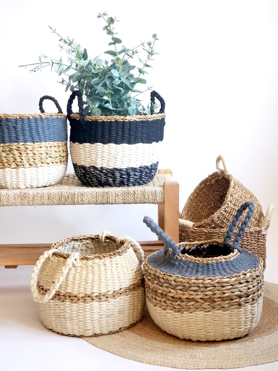 Ula Stripe Basket - Black