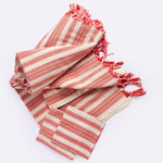 Load image into Gallery viewer, Andana Sustainable Striped Mediterranean Style Tablecloth Set - Magenta
